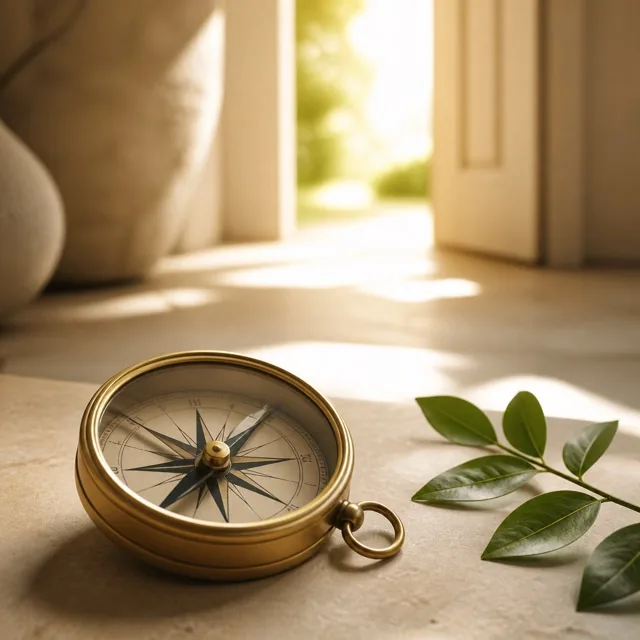 A compass and light representing confidence and life changes