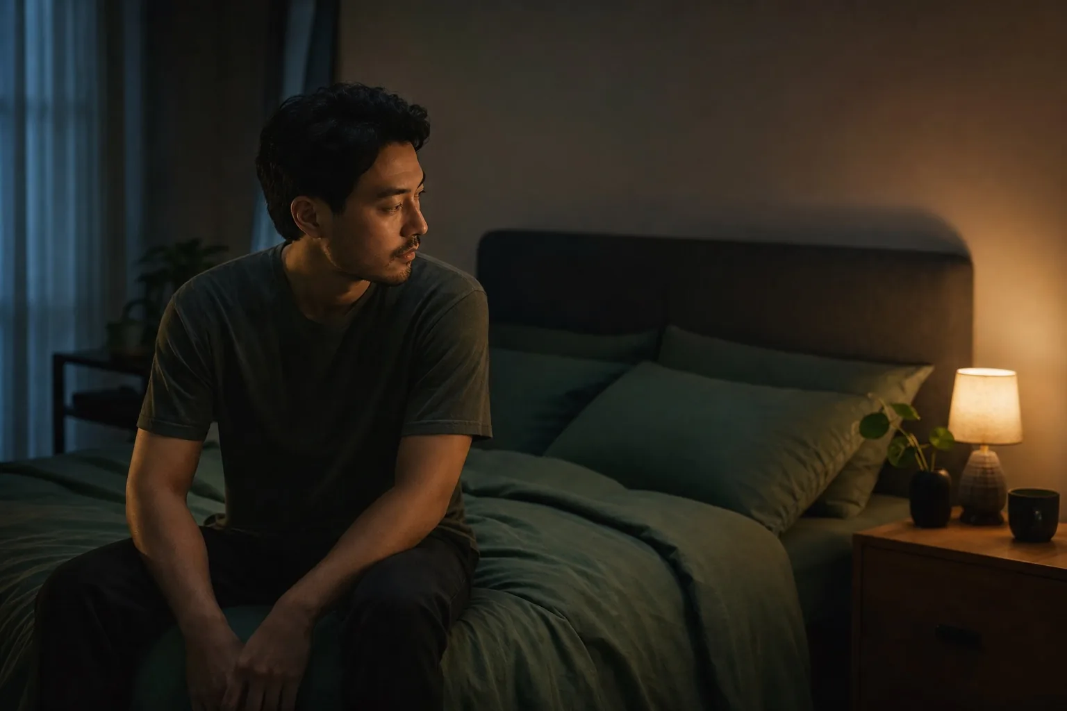 A person awake at night checking the time, illustrating anxiety about another bad night