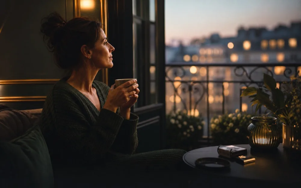 A quiet break with a cup near a window and no cigarette in hand